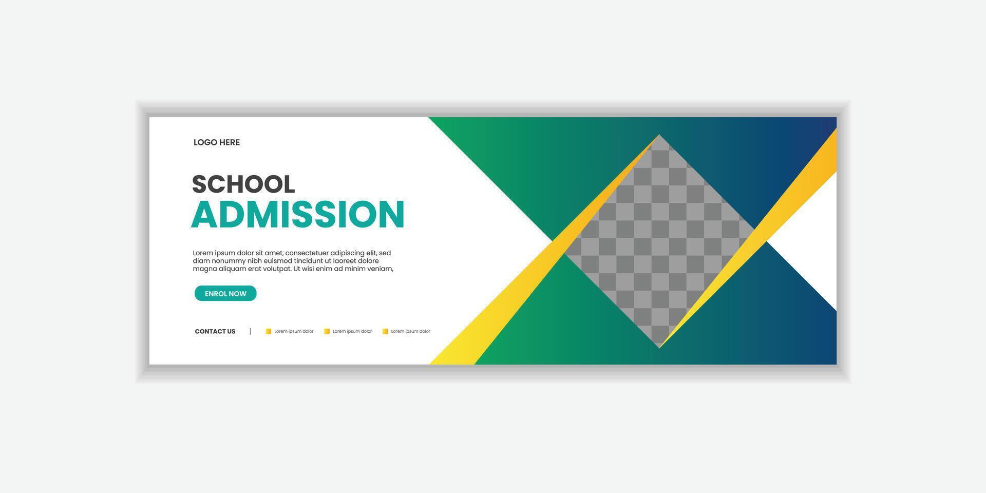 School Admission Web Banner Template, Back to School Social Media banner Cover Template for education, university, business, industry etc vector