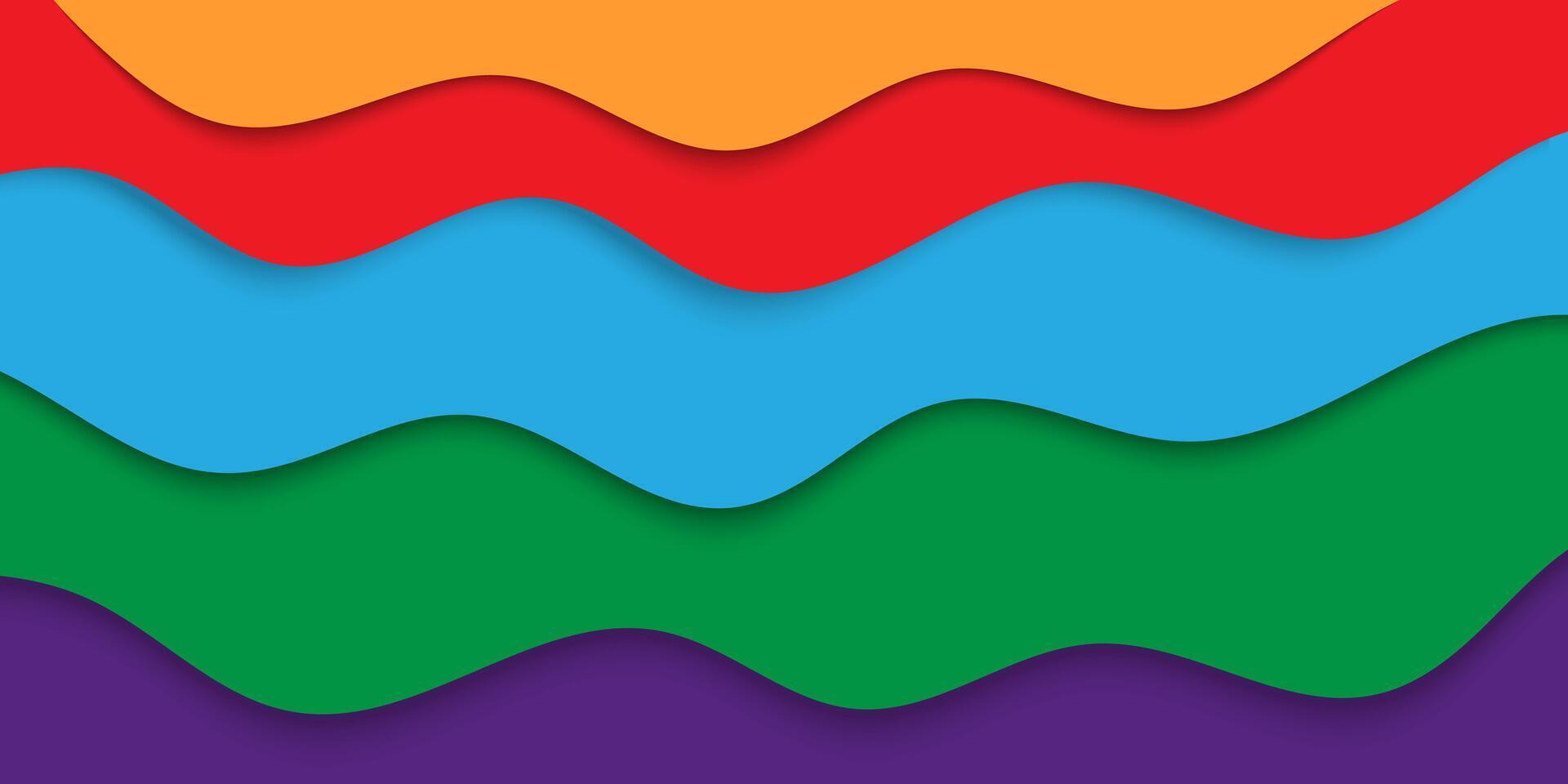 rainbow colored paper cut waves on a background vector