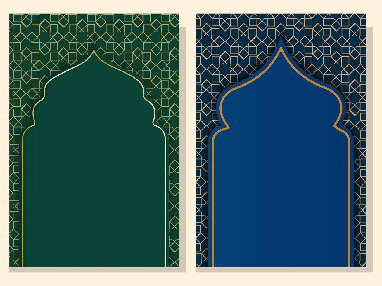set of ramadan card banners with arabic design and copy space vector