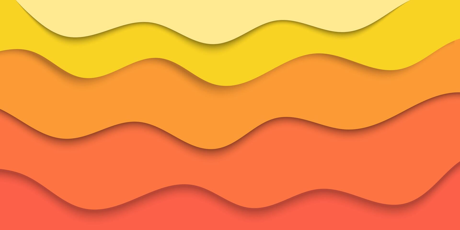 an orange and yellow paper cut background with wavy lines vector