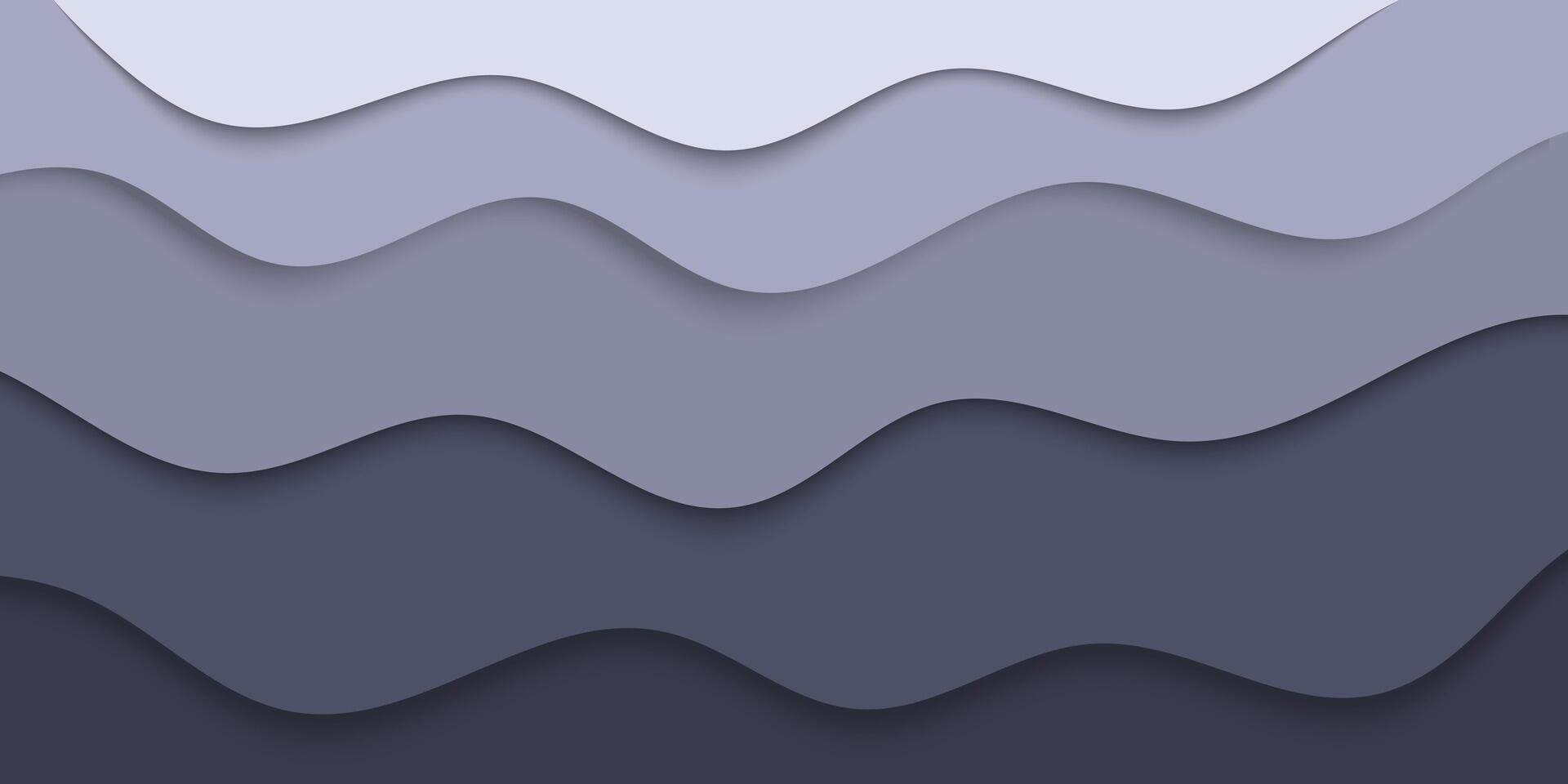 a gray and dark paper cut background with waves vector