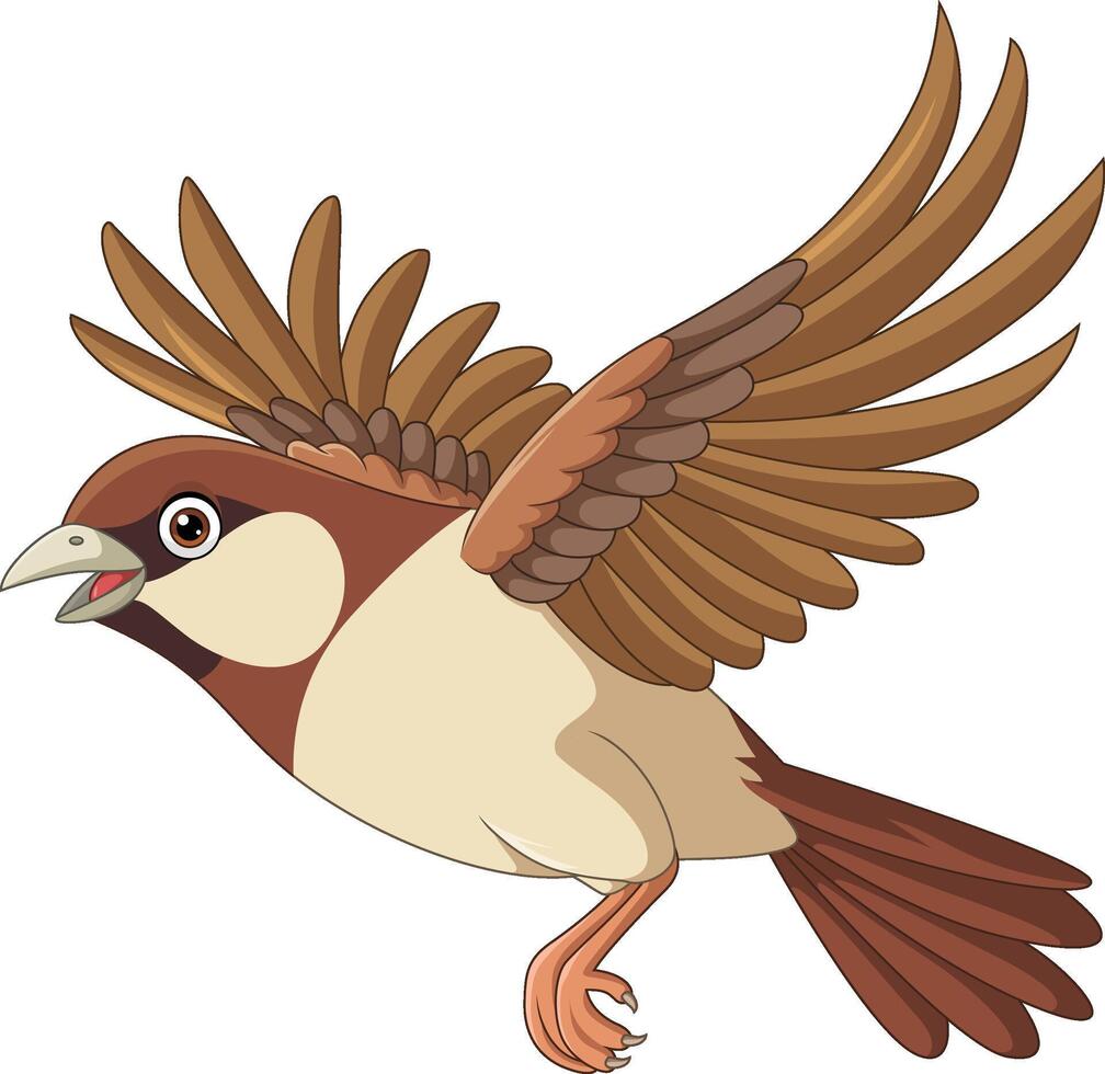 Illustration of funny cartoon sparrow vector
