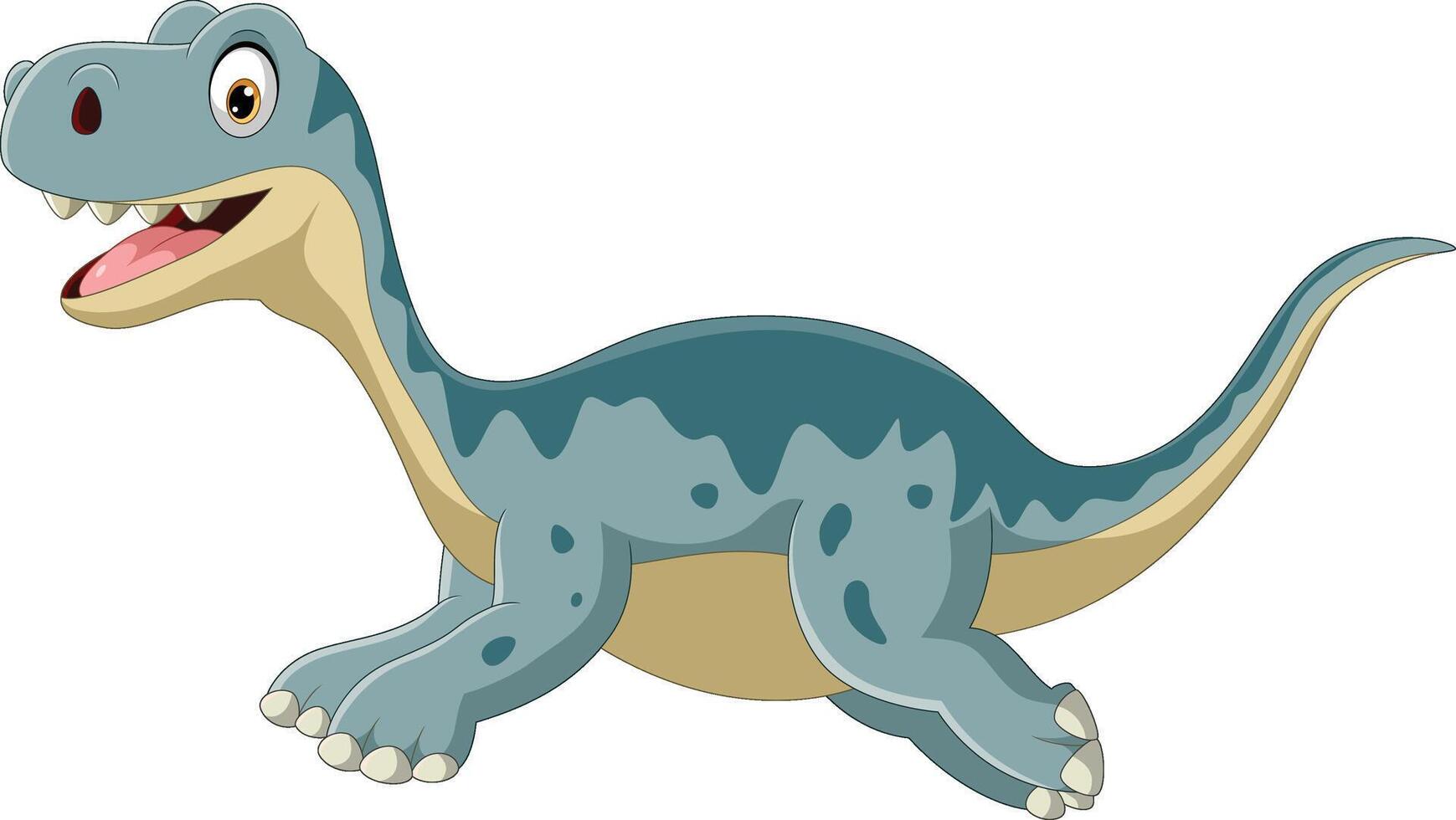 Cartoon happy young dinosaur running vector