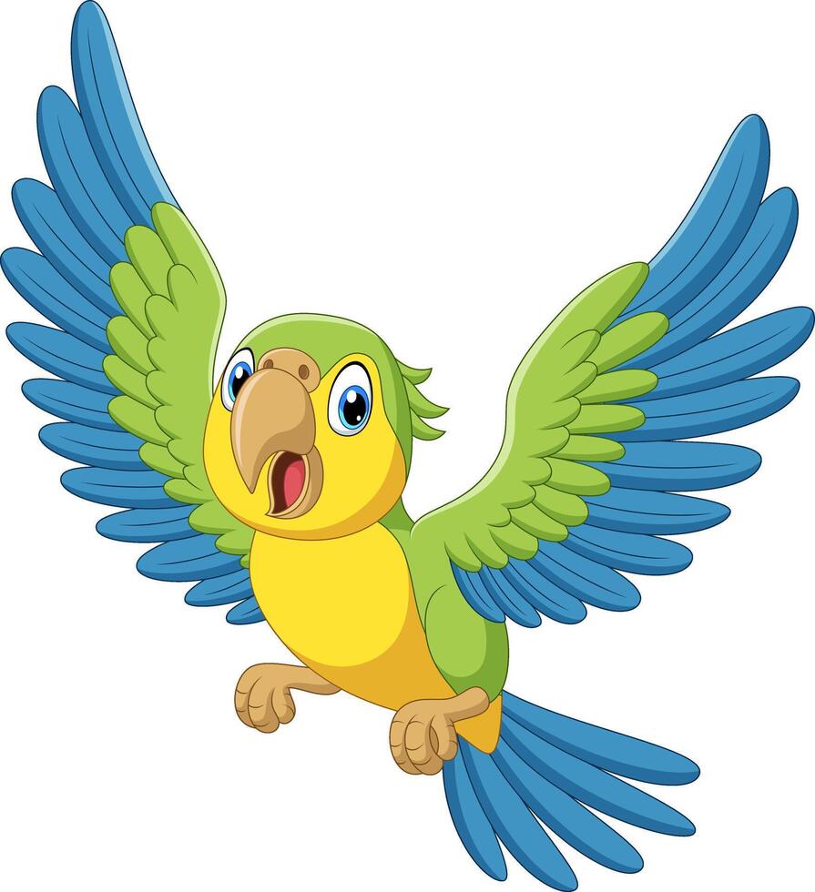 Illustration of parrot cartoon flying vector