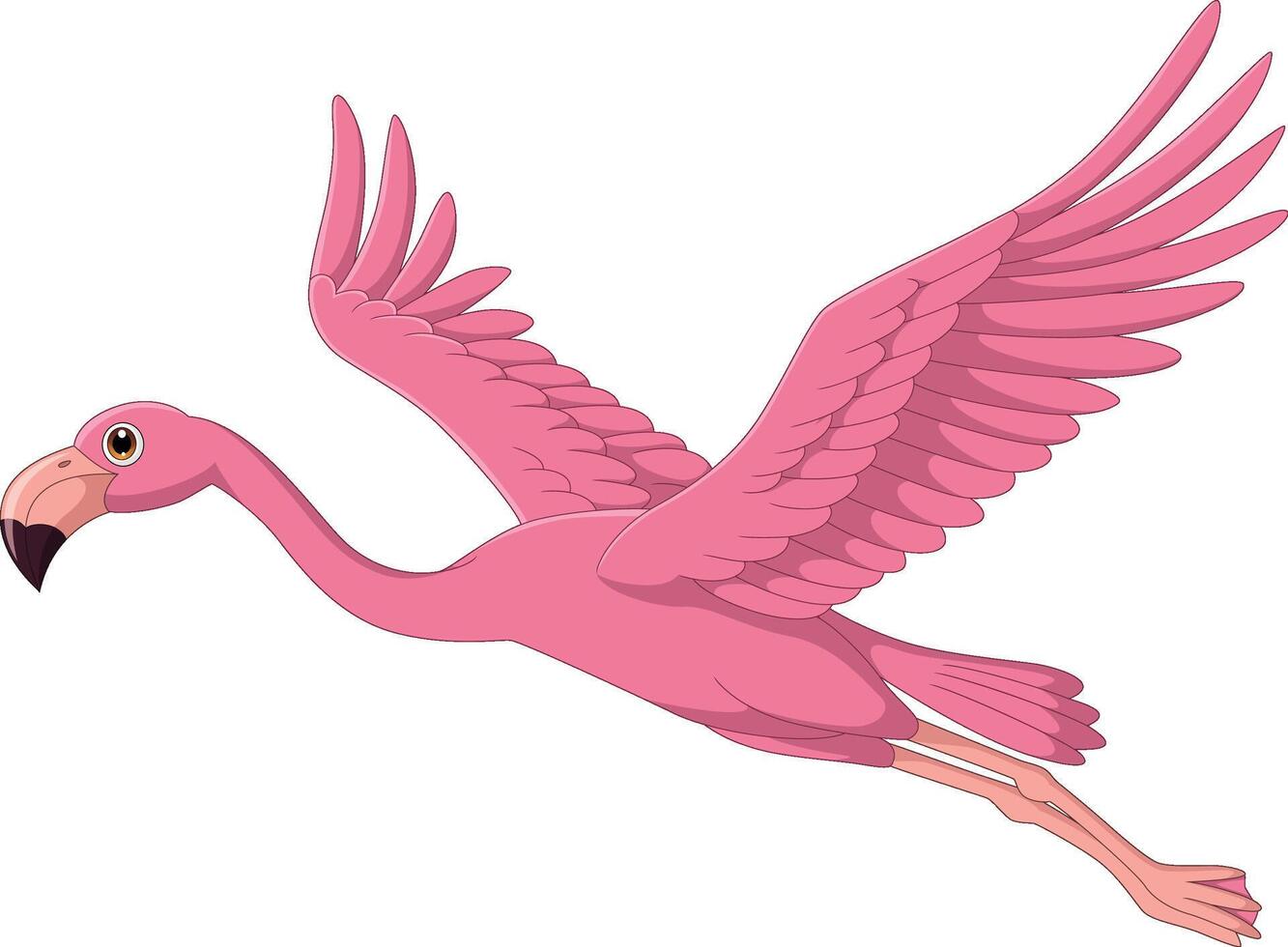 Illustration of cartoon flamingo flying vector