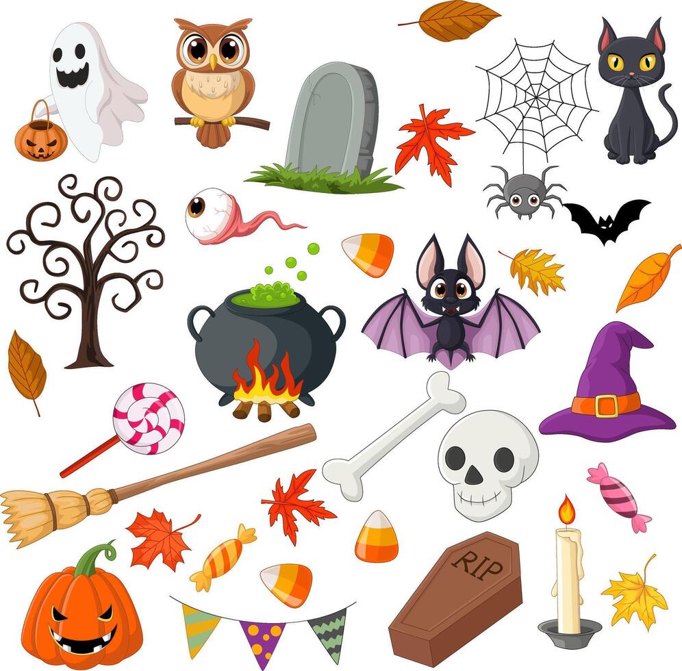 Illustration of collection Halloween set vector