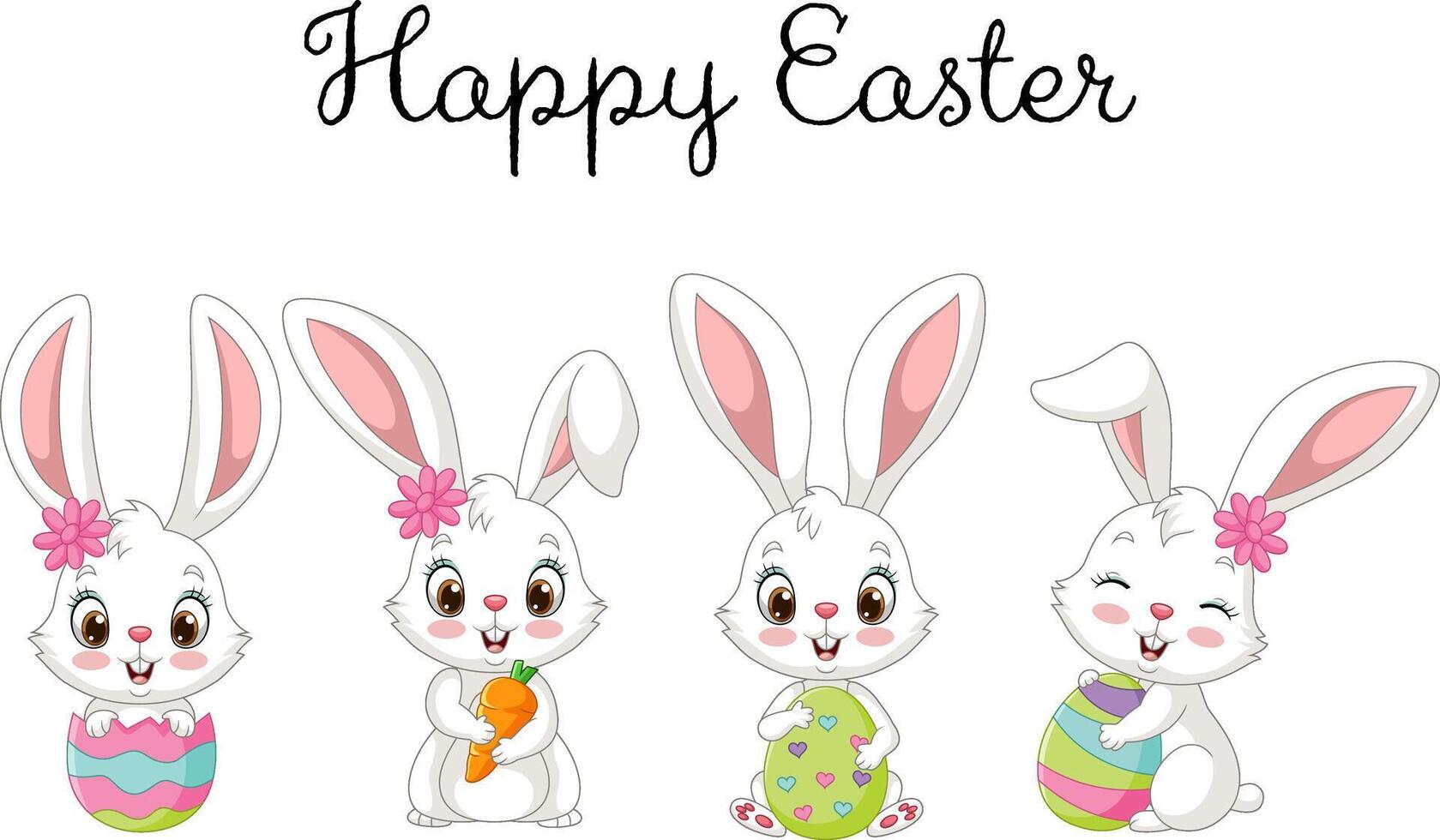Illustration of cartoon cute Easter rabbit vector