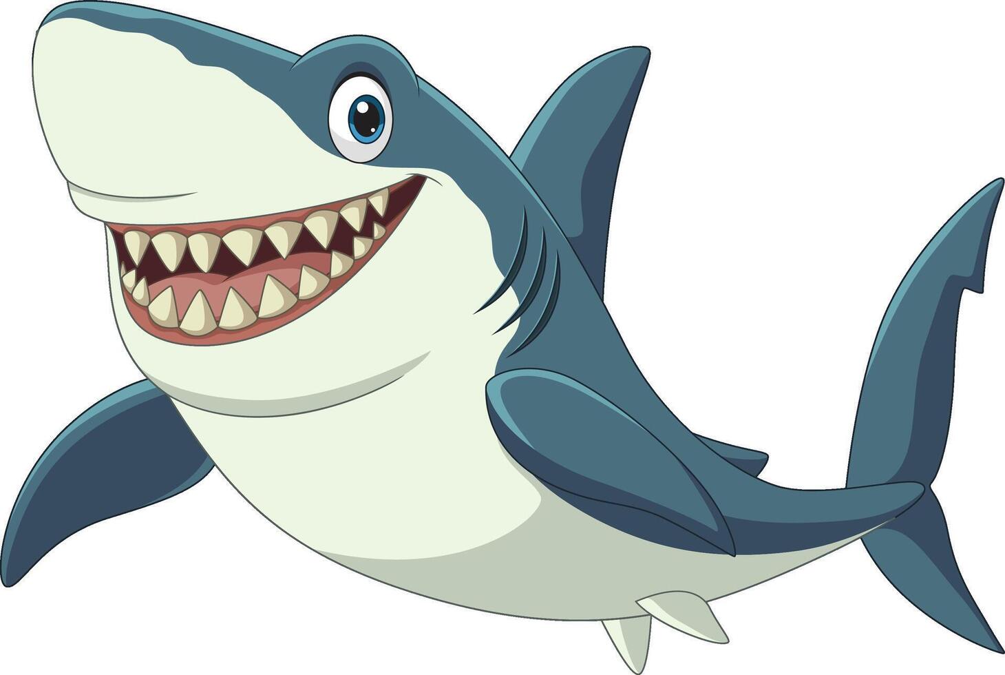 cartoon adorable smiling shark vector