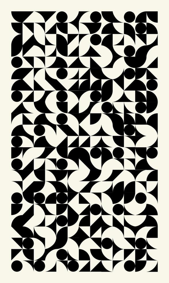 Trendy geometric black and white Bauhaus vintage pattern background for cover design, poster and interior vector