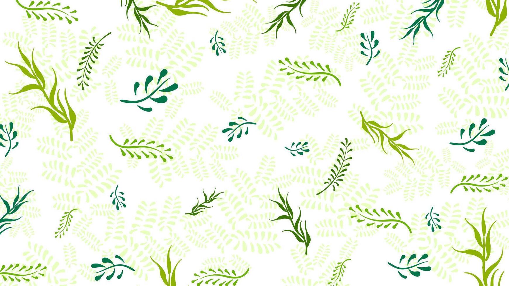 pattern with hand drawn green leaves. vector