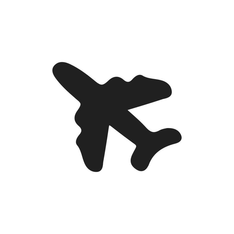 Airplane icon. Airplane silhouette isolated illustration. Line art design black icon. vector