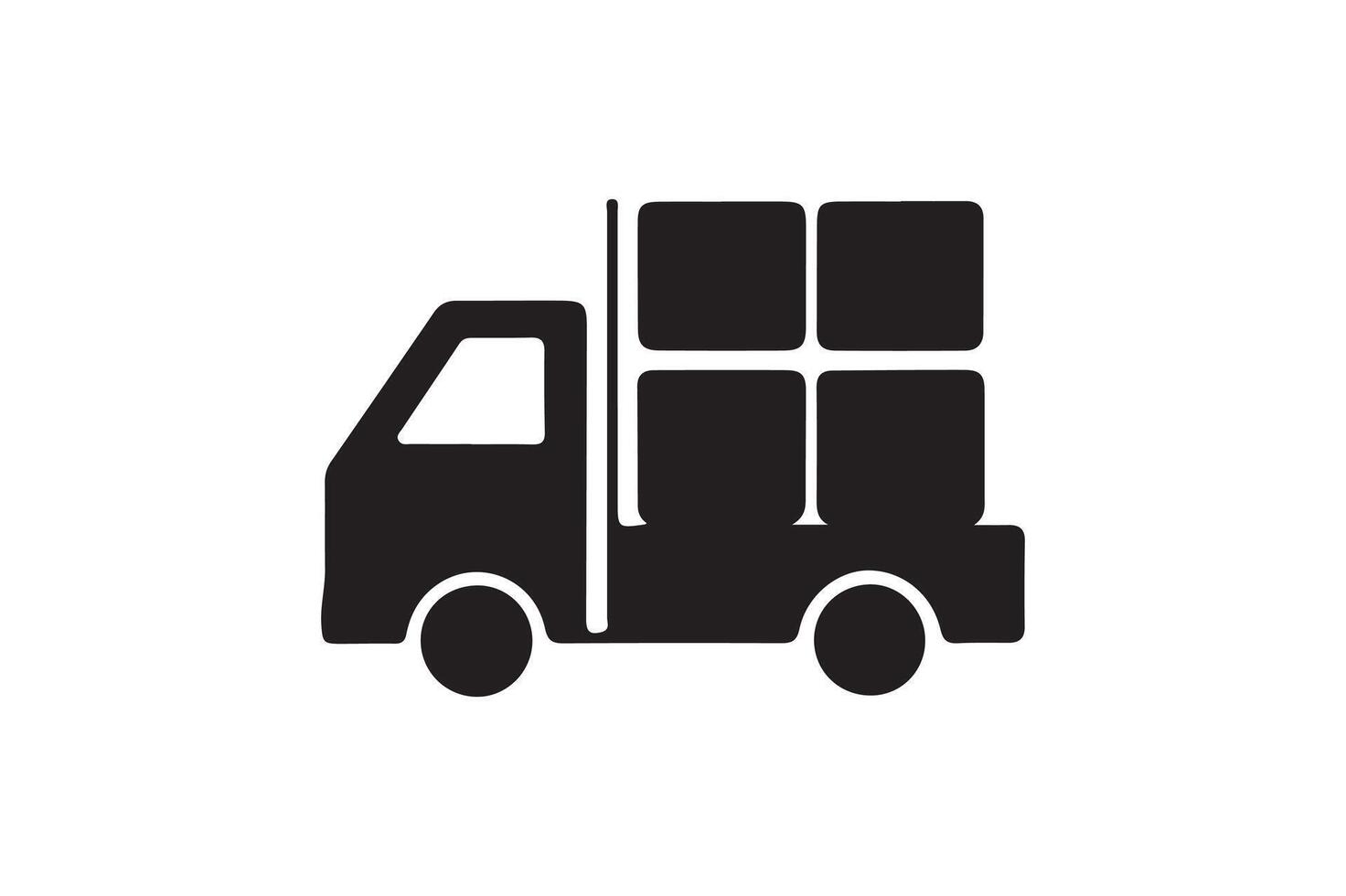 Loaded Truck Icon . Transportation Set in Flat Design Style. n isolated silhoueCar icon set illustratiotte on white background vector