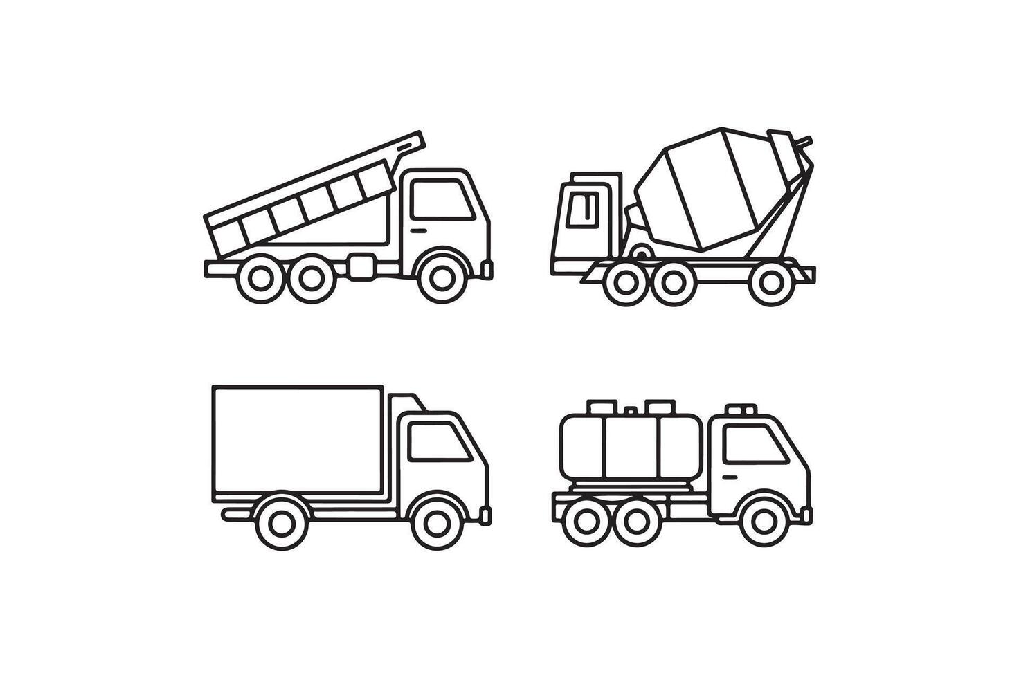 Truck Icon art Classic Graphic Series. Transportation Set in Flat line art Design Style. Car icon set illustration on white background vector
