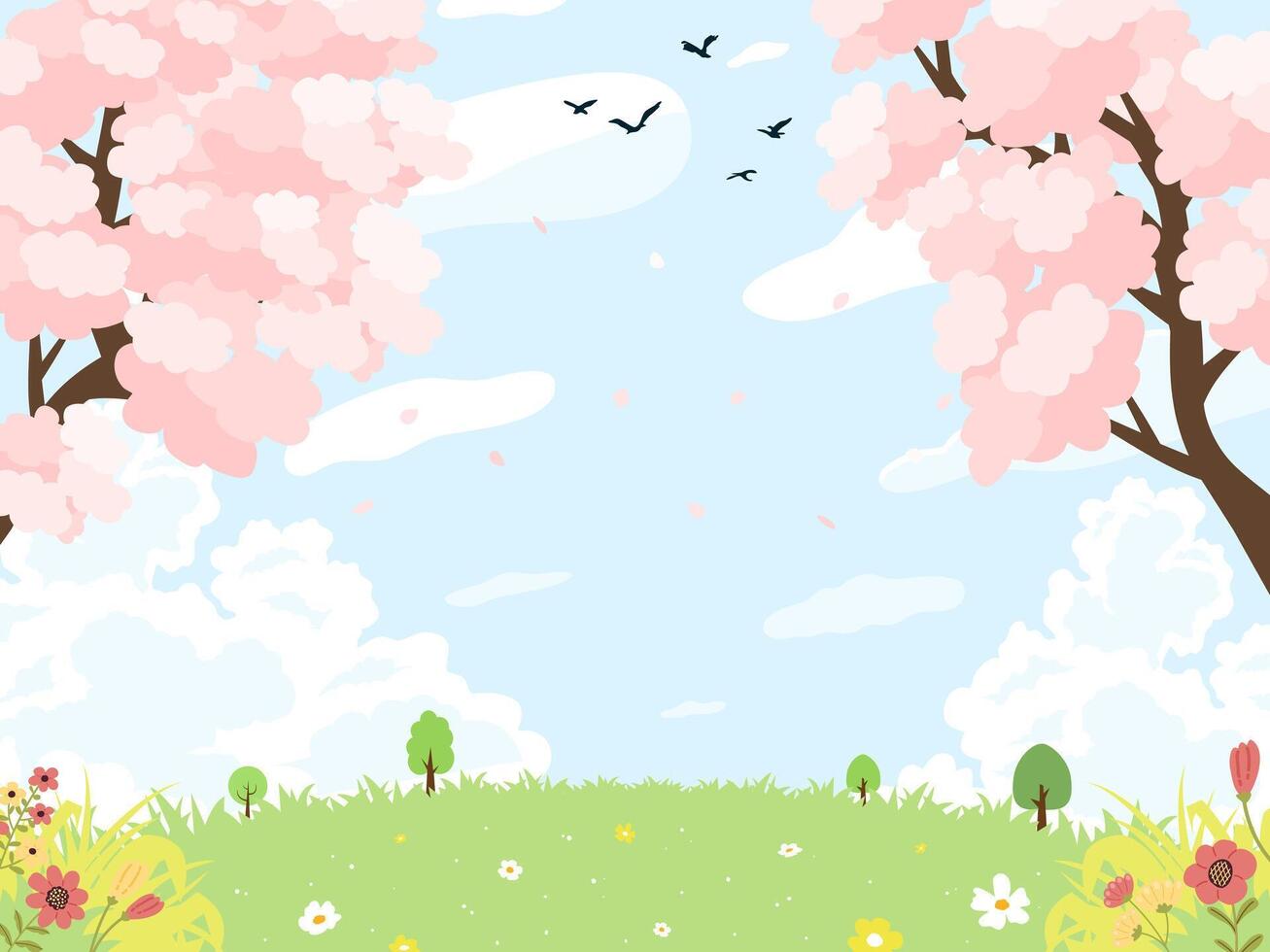 Hello spring nature banner. Trendy texture. Season vocation, weekend, holiday logo. Spring Time Wallpaper Style. vector