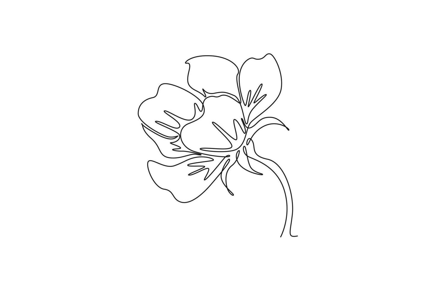 Single one line drawing beauty fresh anemone flower for home wall decor art poster print. Decorative perennial windflower for invitation card. Continuous line draw design graphic illustration vector