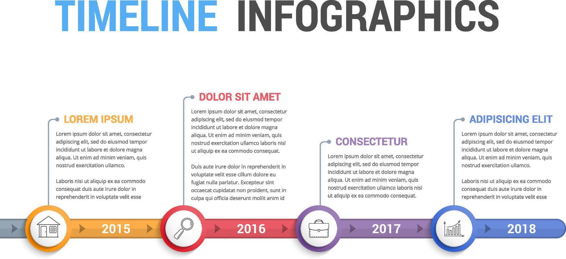 Timeline infographics template, four elements vector