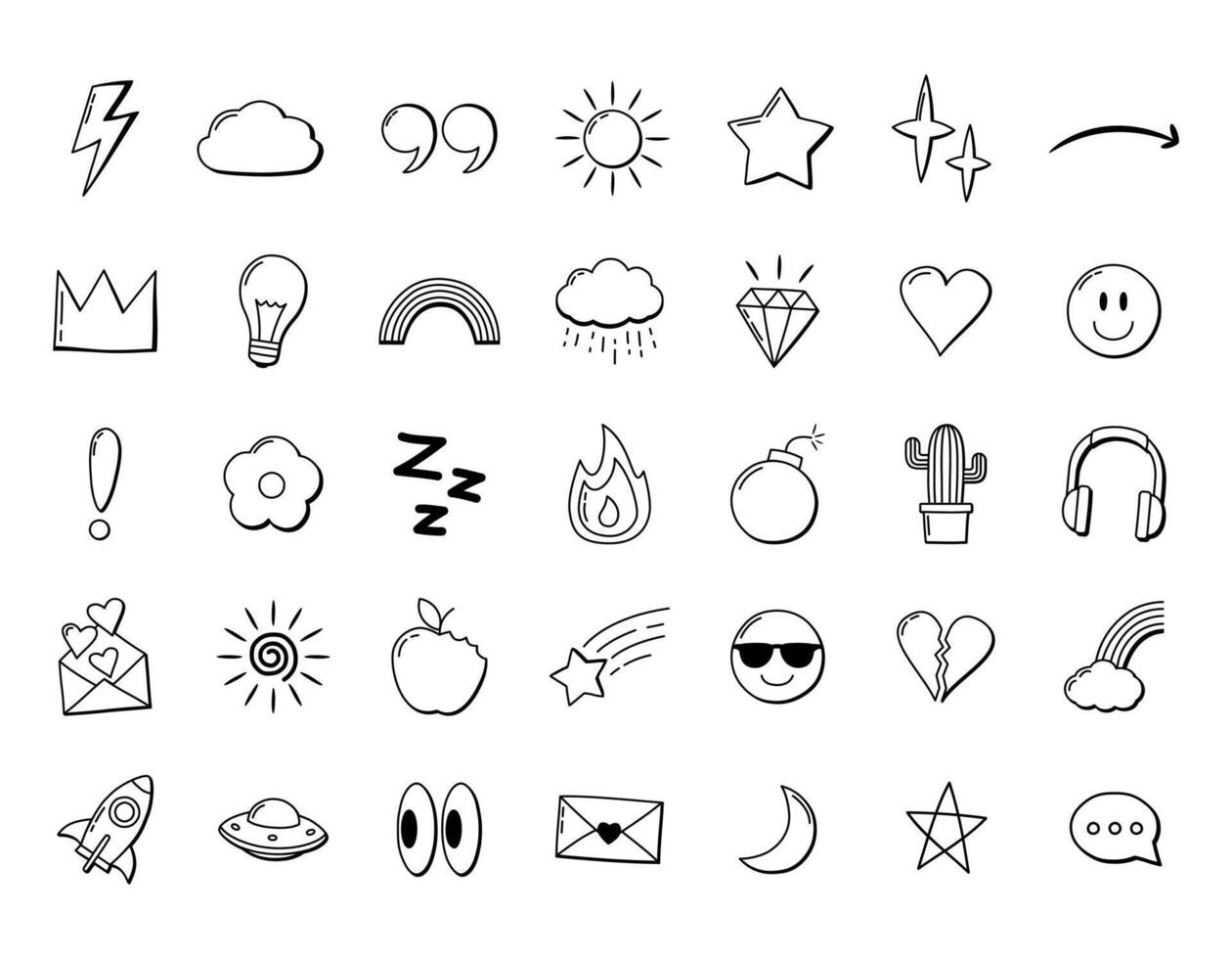 Collection of Hand Drawn Doodle Element Icons vector
