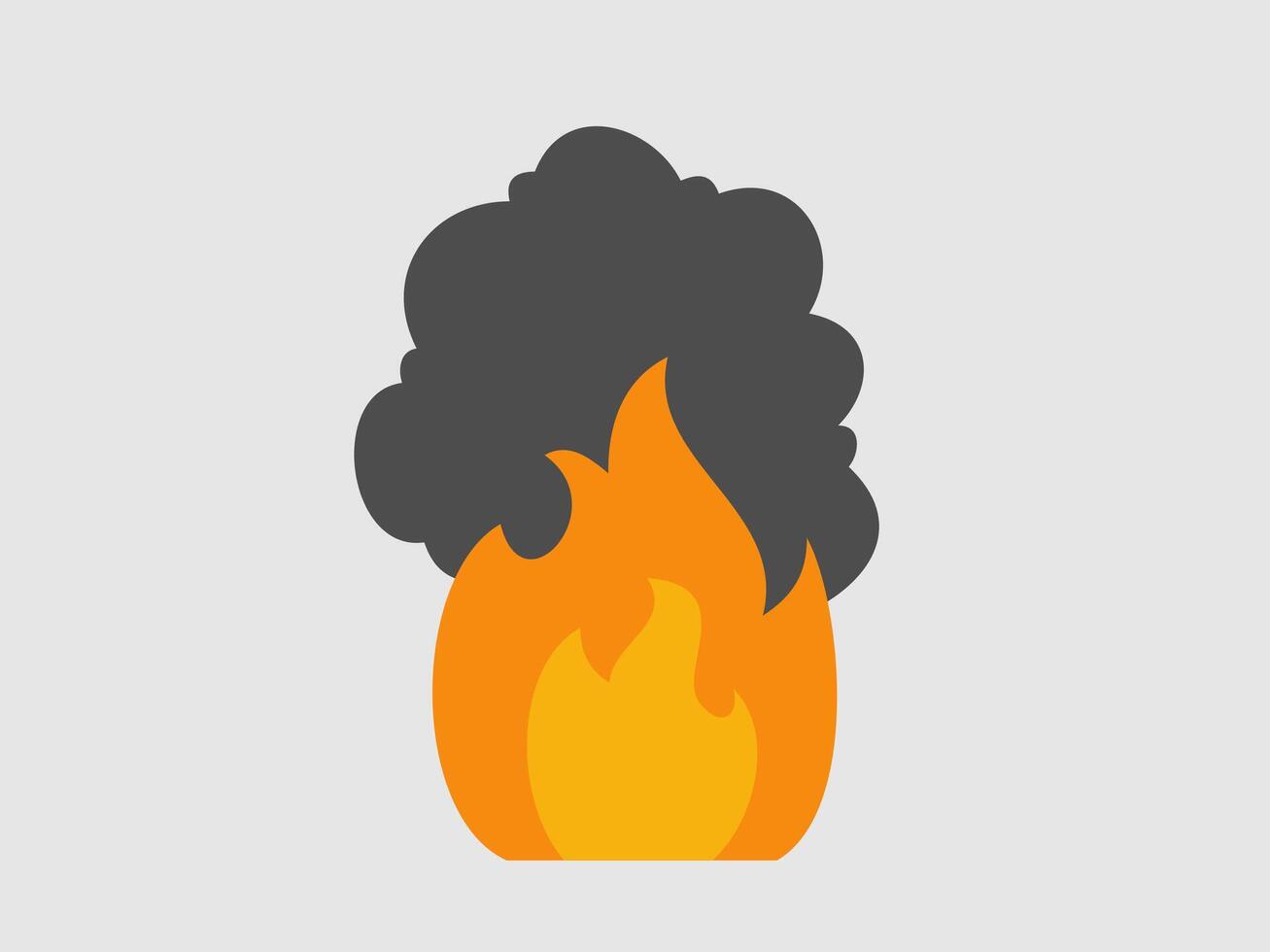 The image depicts a stylized representation of fire with a prominent plume of dark smoke rising from it vector