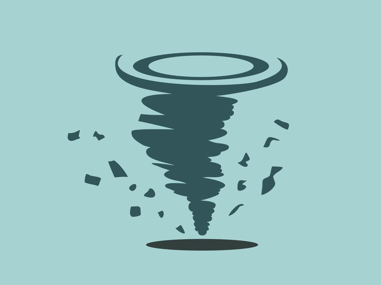 The image depicts a stylized representation of a tornado vector