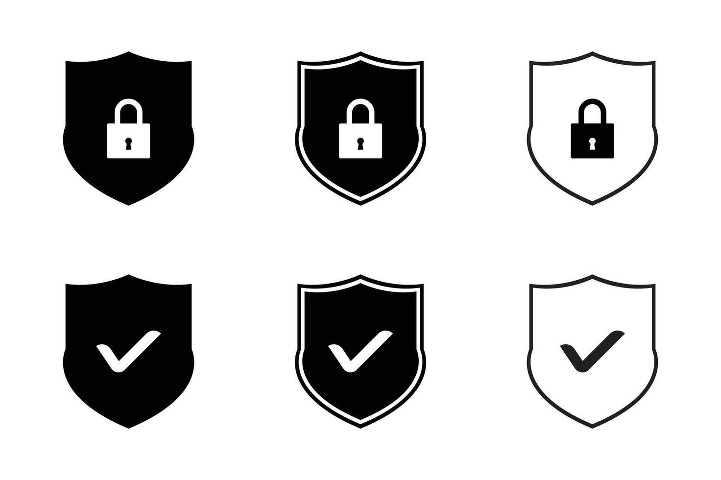 Security shield sign illustration. Security shields symbols with check mark and padlock. vector