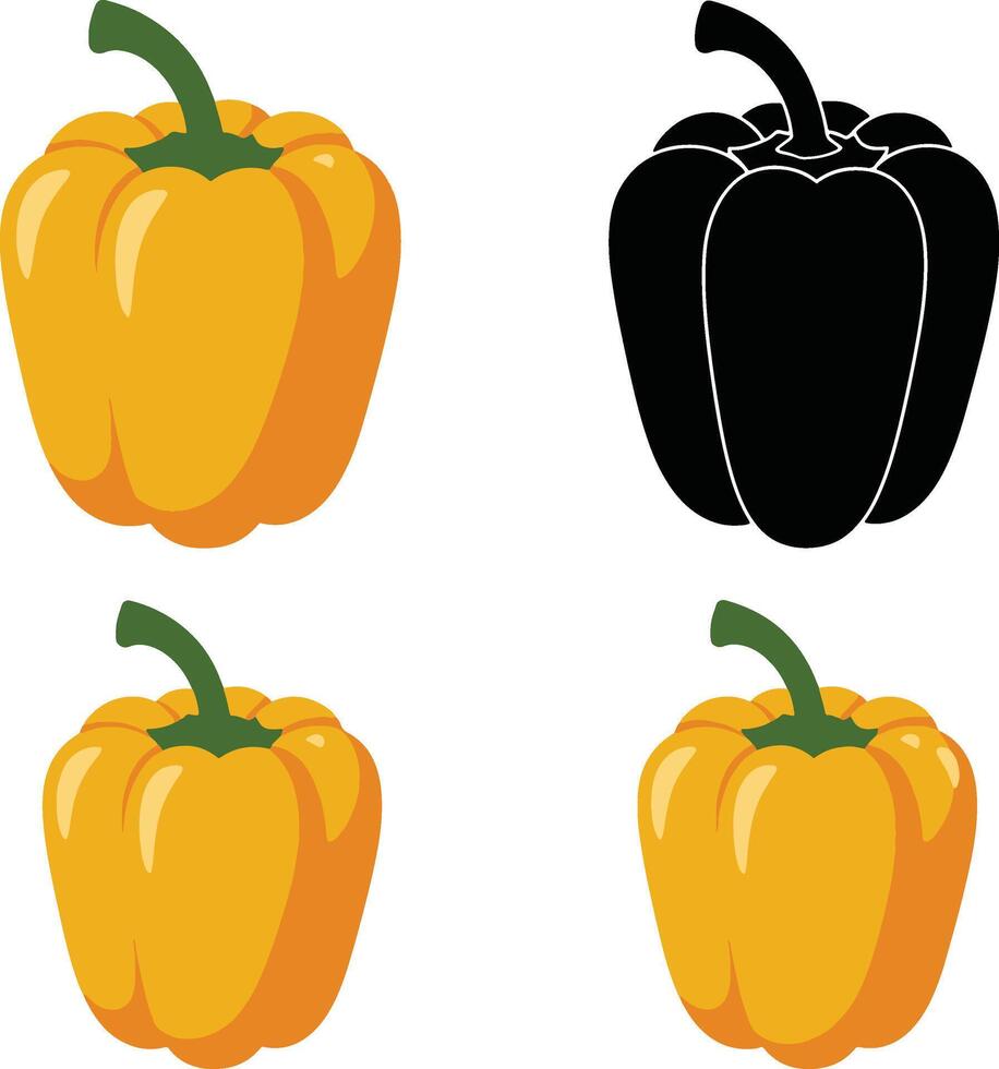 Dynamic Bell Pepper Illustration with Red, Yellow, and Orange vector