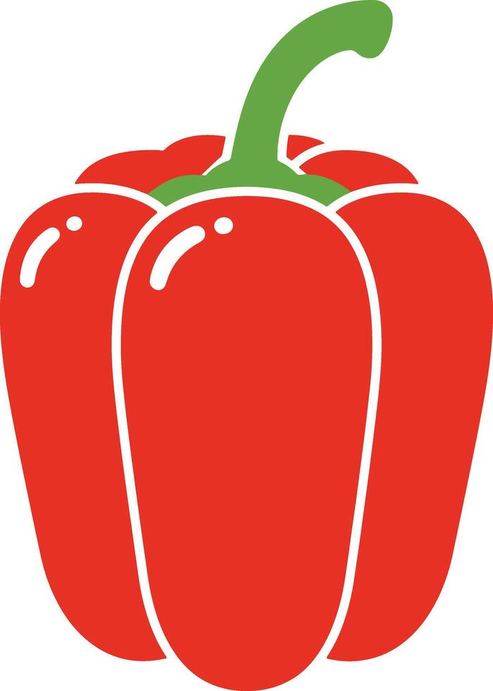 Minimal Red Bell Pepper Art Illustrations on White Background vector