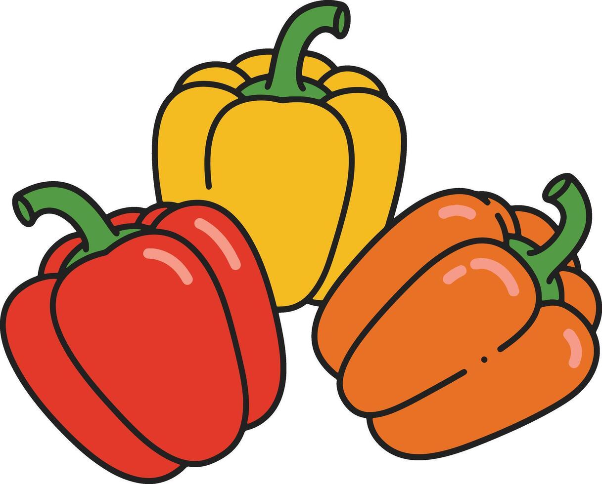 Bright Bell Pepper Image Featuring Red, Yellow, and Orange Peppers vector