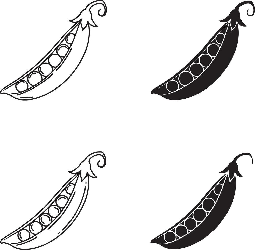 Illustration of a Curved Pea Pods Set vector