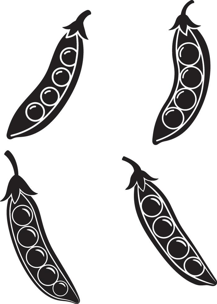 Clean and Modern Illustration of Curved Pea Pods Set on White Background vector