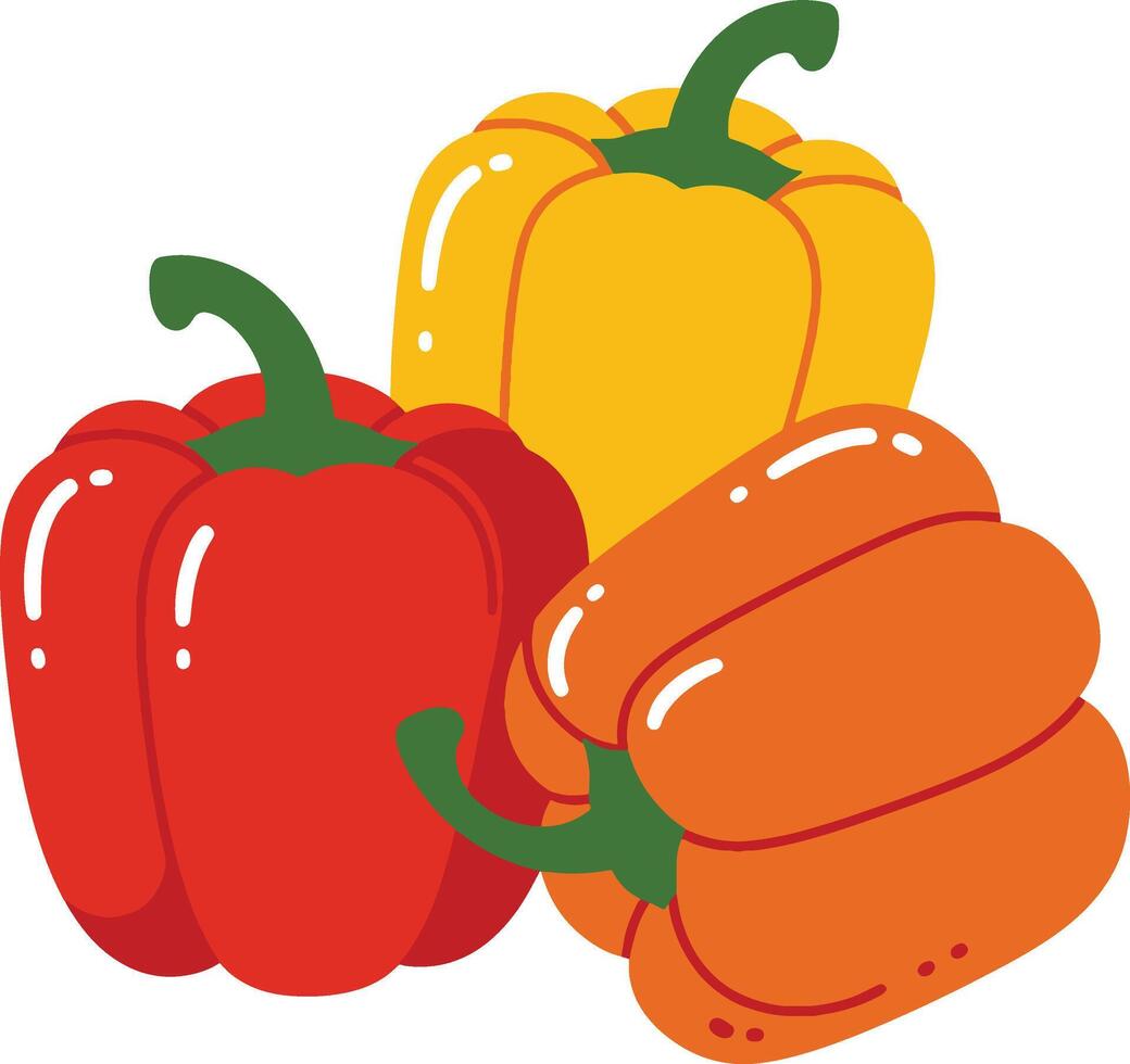 Minimal Bell Pepper Artwork in Red, Yellow, and Orange Tones vector