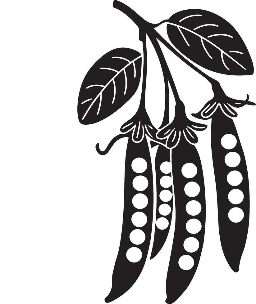 Minimalistic Pea Pods Silhouette Design in Black and White vector