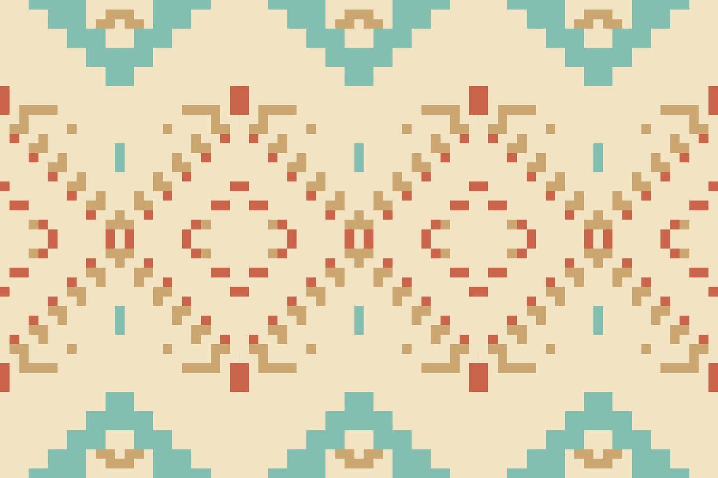 Aztec Pixel Traditional Pattern Designfolk Embroidery, Aztec Geometric Ornament Print. Design for Carpet, Wallpaper, Clothing, Wrapping, Fabric vector
