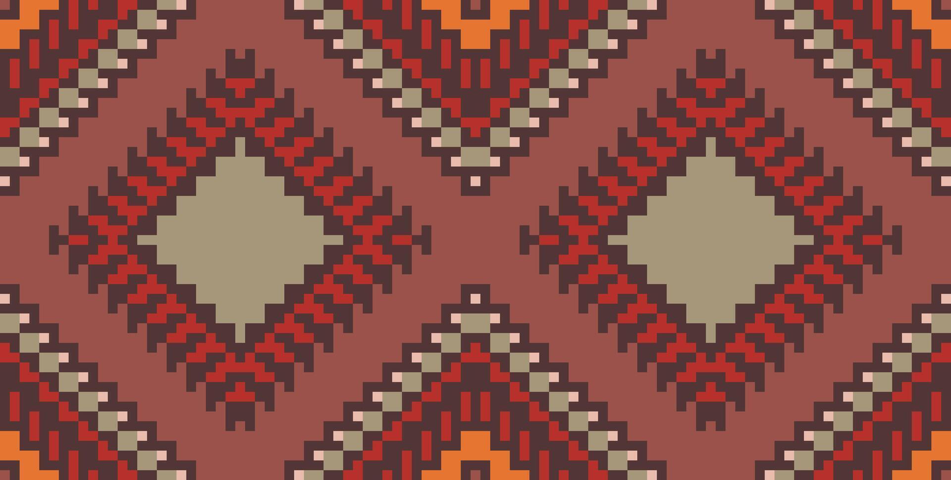 Pixel Art Abstract Modern Abstract Geometric Patternfolk Embroidery, Aztec Geometric Ornament Print. Design for Carpet, Wallpaper, Clothing, Wrapping, Fabric vector