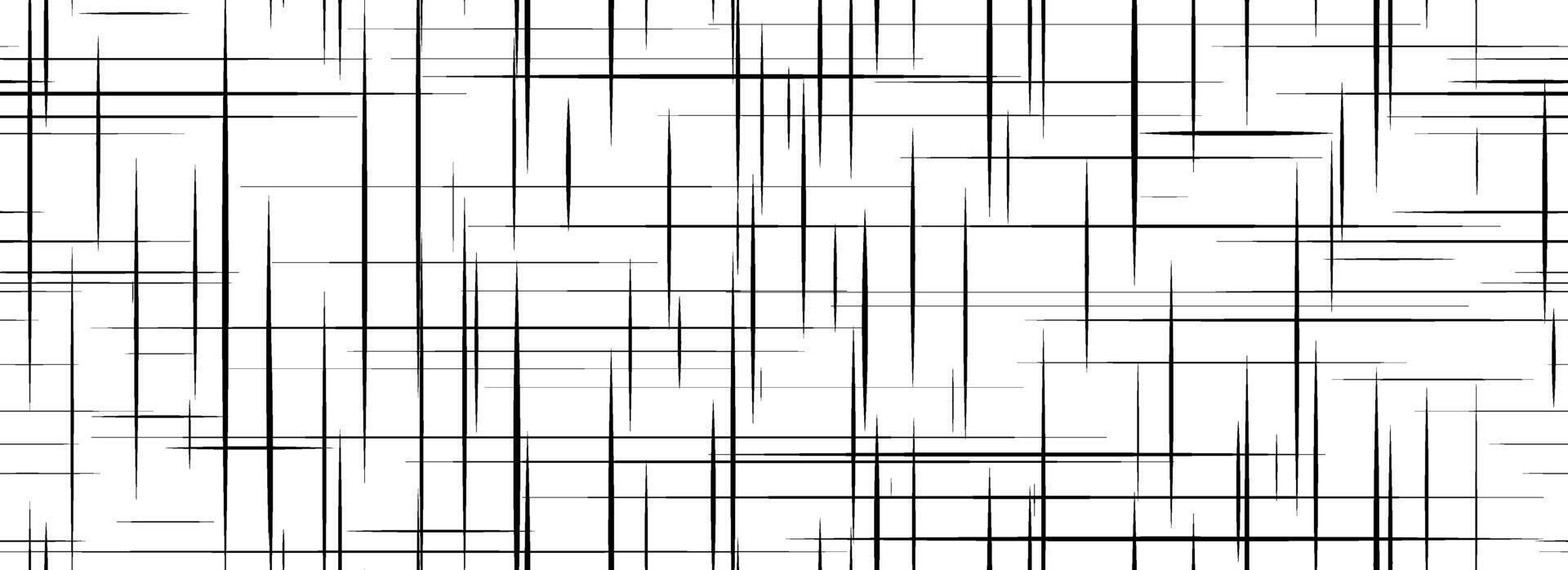 Black cross hatch seamless texture. Repeated straight scratch line pattern surface. Rough sackcloth fabric background. Crosshatch linen canvas burlap overlay wallpaper. Textile backdrop vector