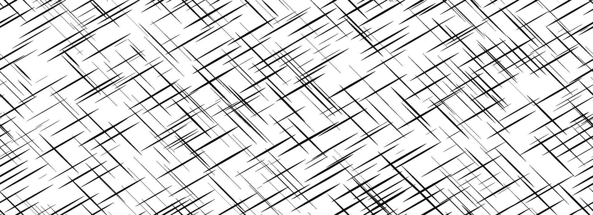 Black cross hatch seamless texture. Diagonal line repeated pattern surface. Rough sackcloth fabric background. Crosshatch linen canvas burlap overlay wallpaper. Homespun textile cloth backdrop vector