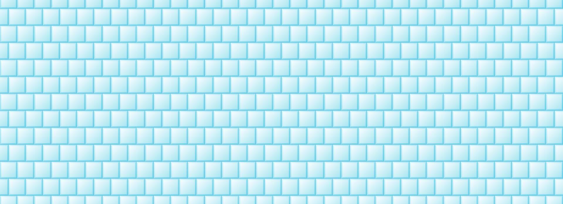 Seamless blue tile pattern. Square ceramic tiles texture for bathroom wall, kitchen floor, pool. Repeating mosaic grid background. Repeated turquoise tiled surface wallpaper. vector