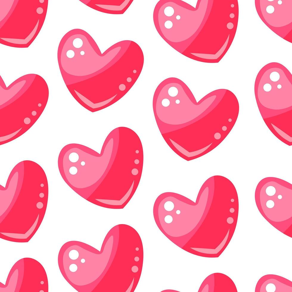 Valentines day seamless pattern with flat pink hearts. illustration on white background vector
