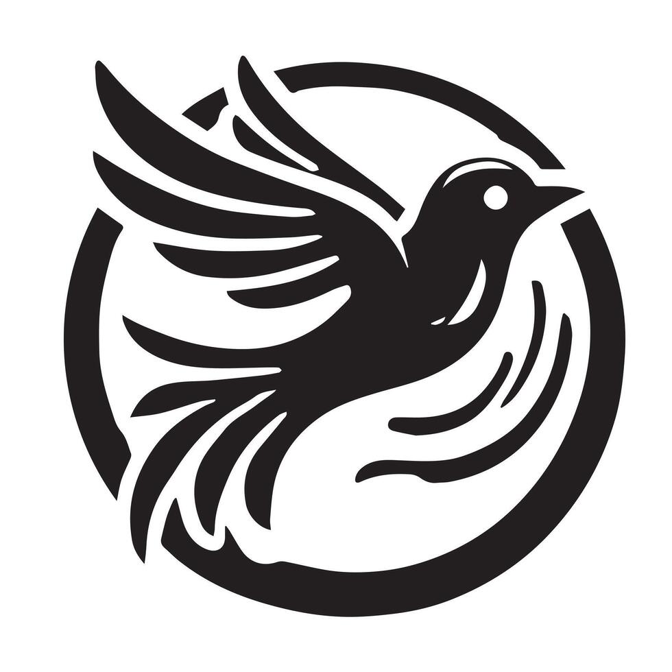 Elegant Black and White Bird in Flight Logo Design vector