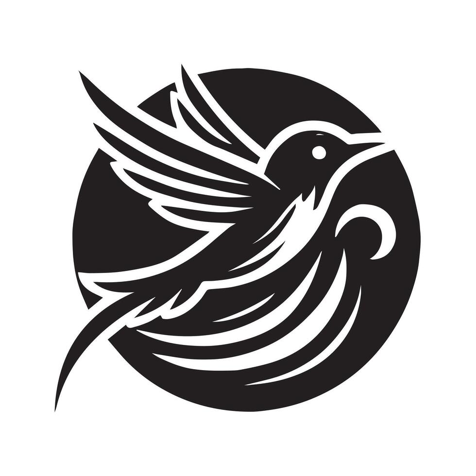 A sophisticated, stylized illustration of a bird in flight. vector