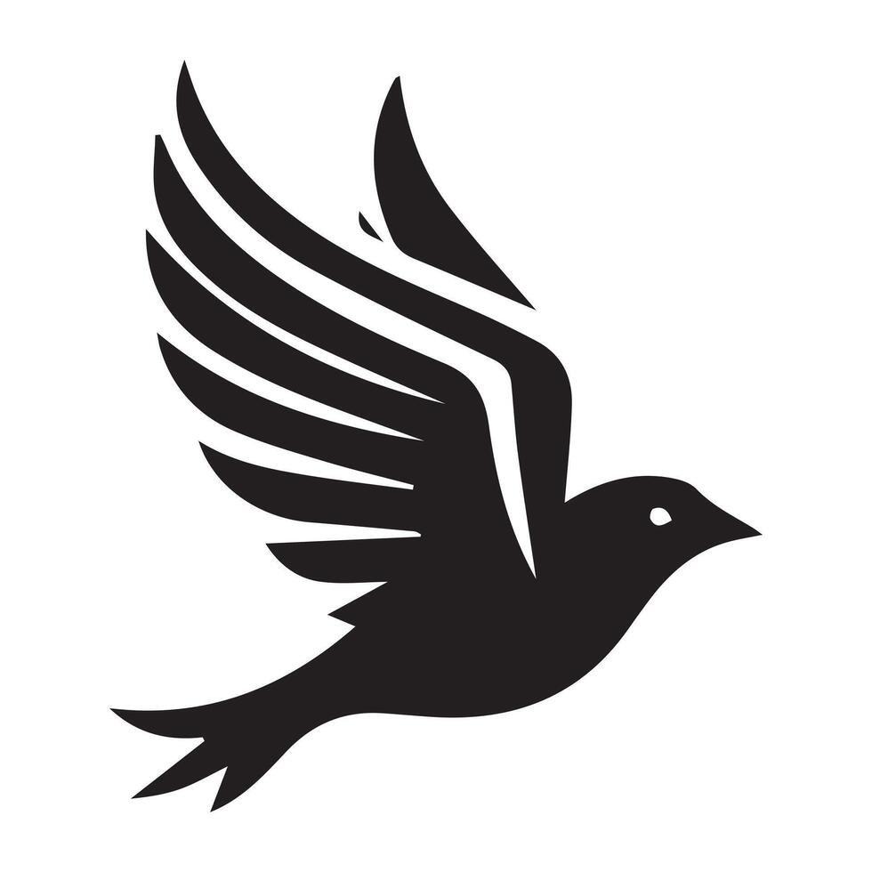 A stylized illustration of a bird in flight, set against a circular backdrop with flowing water waves. vector