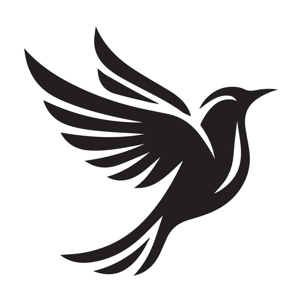 A bold, graphic design showcasing a bird in flight, surrounded by stylized waves in a circular frame. vector