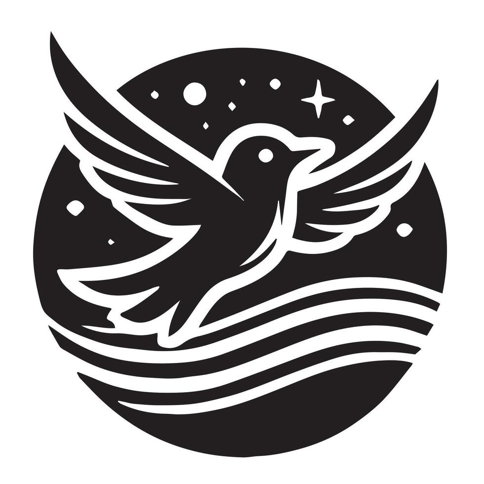 A stylized bird in flight, symbolizing freedom and hope. vector
