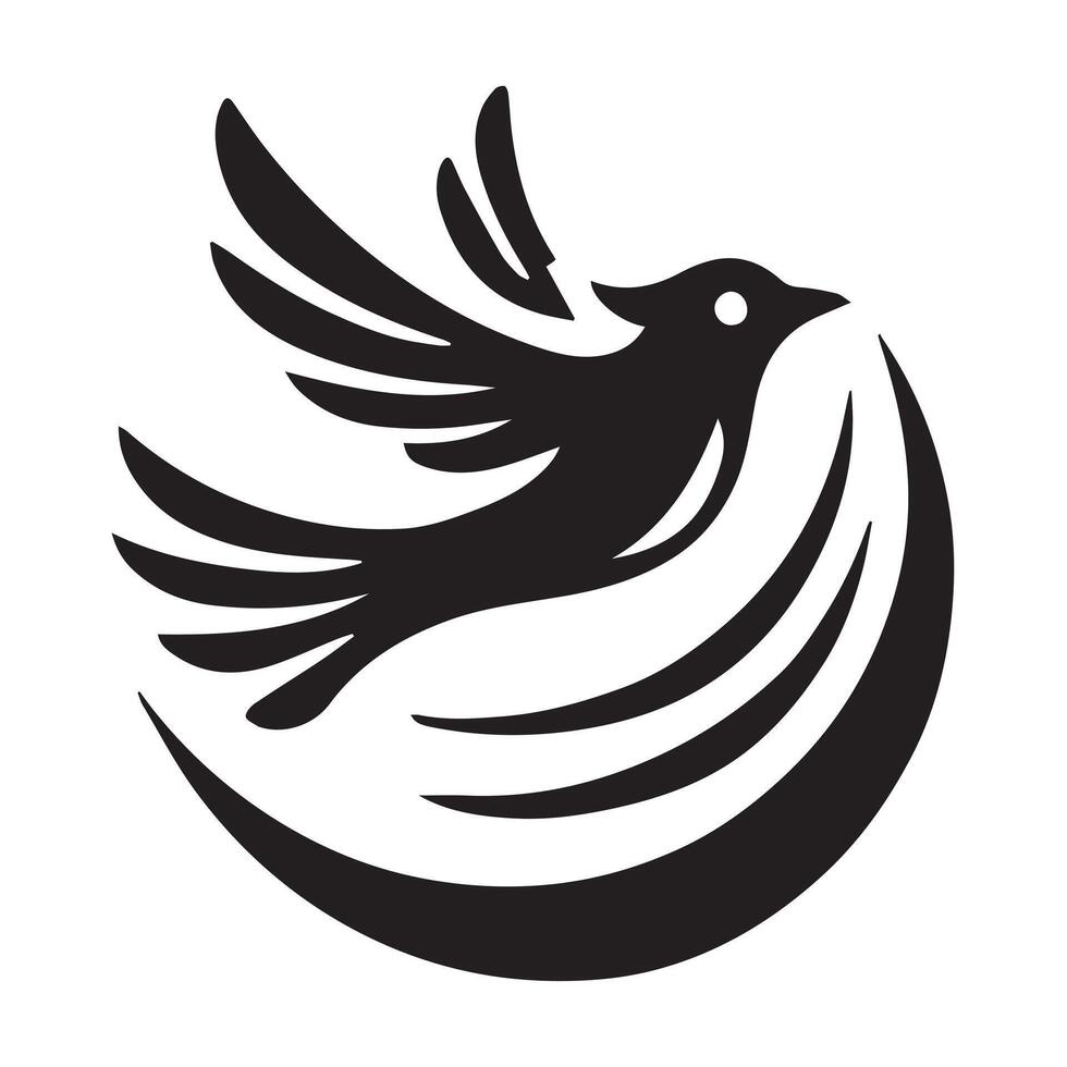 Soaring Bird Silhouette against a Circle Design vector