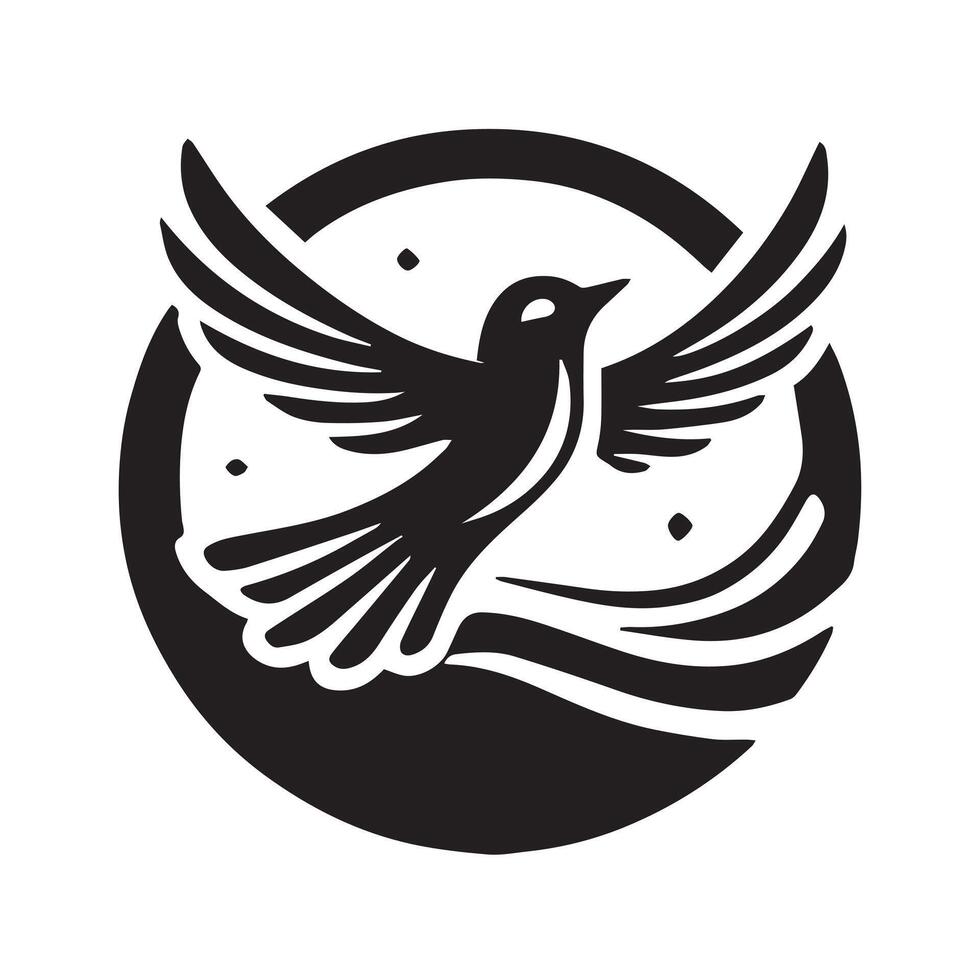 Soaring Bird Above Watery Circle Design vector