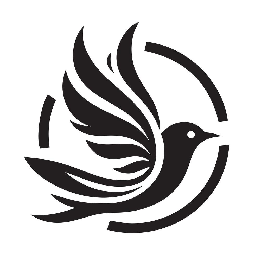 Flying Bird Logo Design in Black and White vector