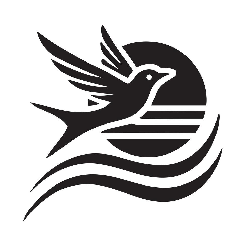 Flying Bird Silhouette Against a Circle, Perfect for Branding vector