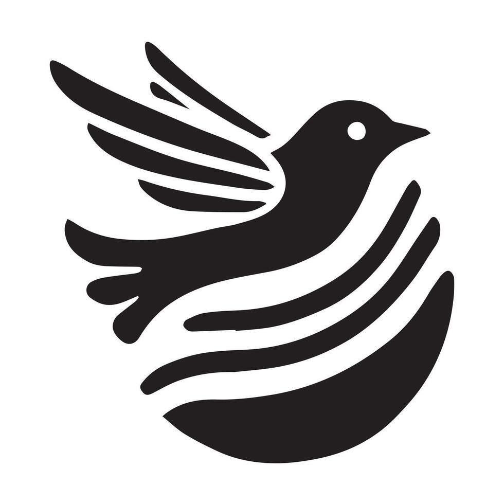 Elegant Black and White Stylized Bird vector