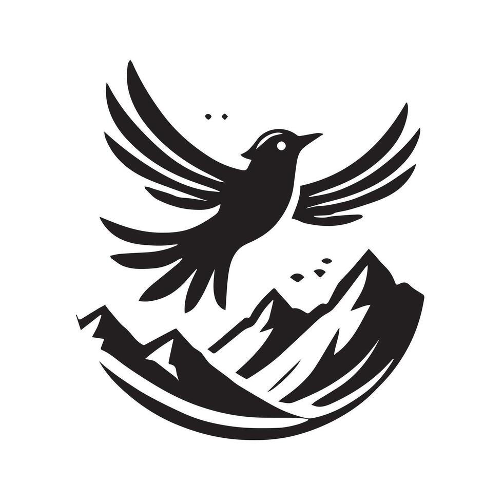 bird in flight, featuring decorative, flowing wing and body lines. vector