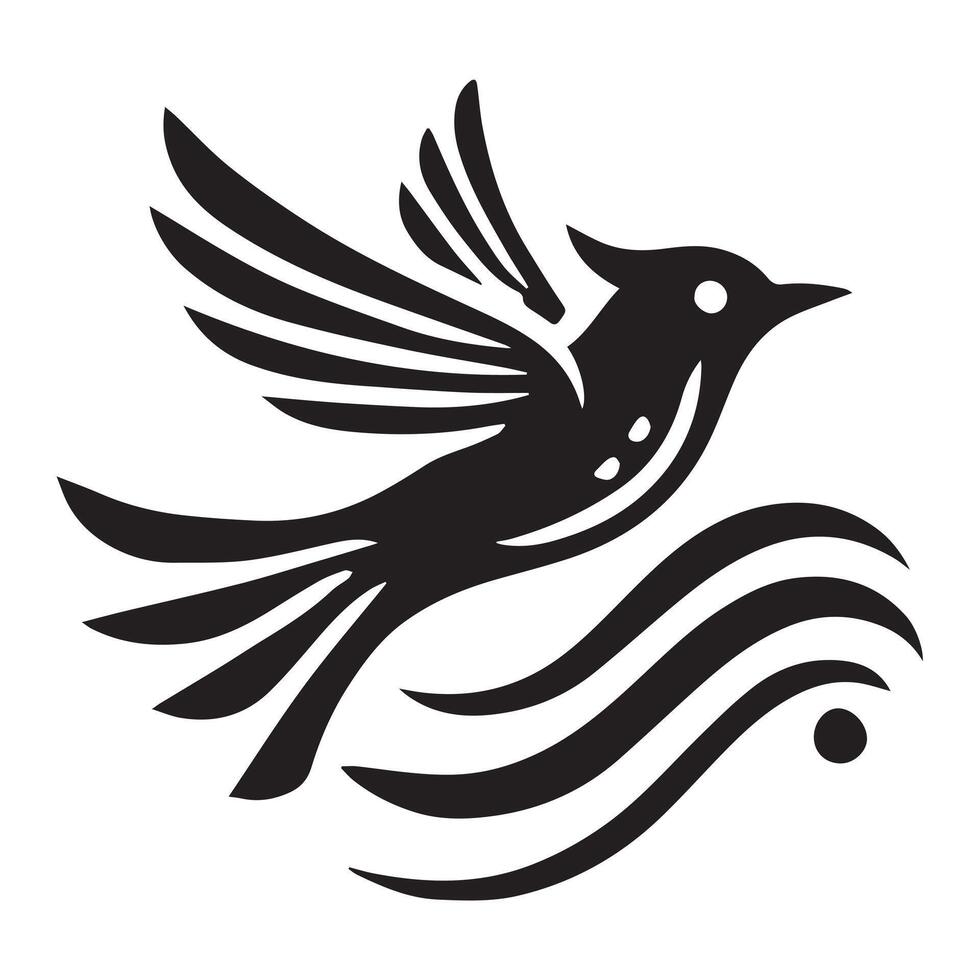 Flying Bird Logo with Sun and Water Background vector