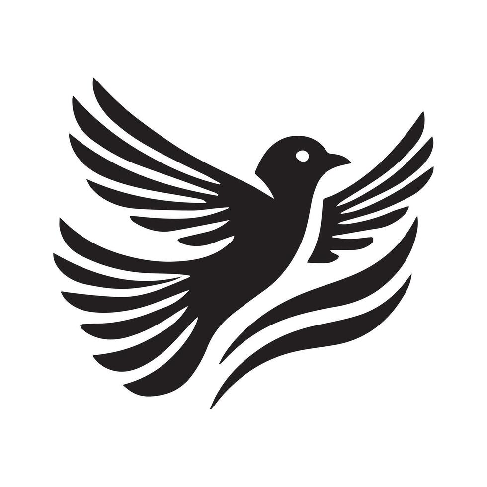 graphic showcases a bird soaring through the air, depicted in a simple, bold silhouette style. vector
